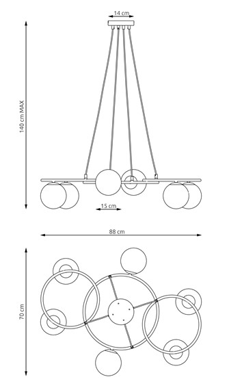Lampa Wisząca LIBRA 6 BL MIX Biały/Czarny