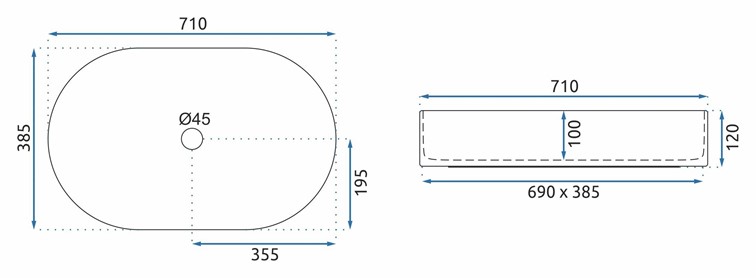 Umywalka Nablatowa NADIA 70 Biały