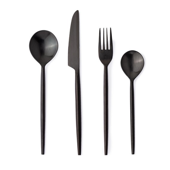 Zestaw Sztućców BRONTE SATIN BLACK 16 szt. Czarny