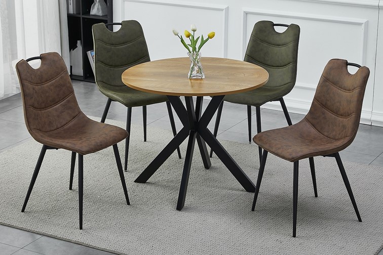 Stół TALIA II fi90 Czarny/Dąb