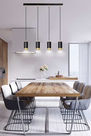 Lampa Wisząca FUMIKO 4 Czarny/Złoty