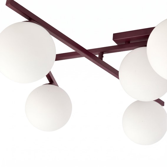 Lampa Sufitowa SMART 5 Burgundowy/Opal