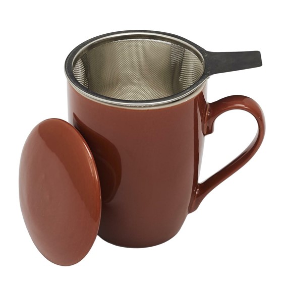 Kubek MIRA  z Zaparzaczem i Pokrywką Pomarańczowy