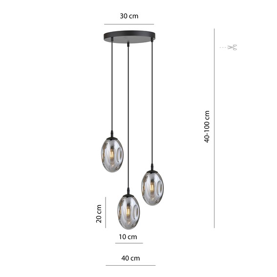 Lampa Wisząca ASTRAL 3 PREMIUM Czarny/Grafitowy