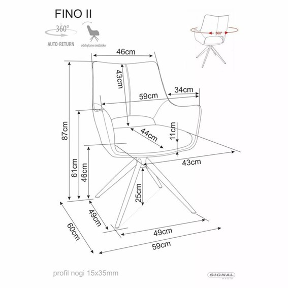 Krzesło FINO II Beż/Czarny Mat