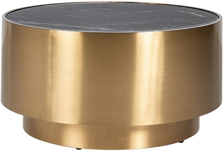 Stolik Kawowy COSSAI fi80 Złoty/Efekt Marmuru