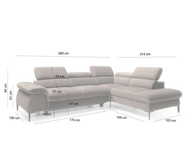 Narożnik EDIE LARGE Beżowy z Funkcją Spania - II Grupa Tkanin