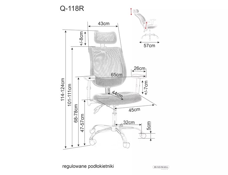 Fotel Obrotowy Q-118R Srebrny/Szary
