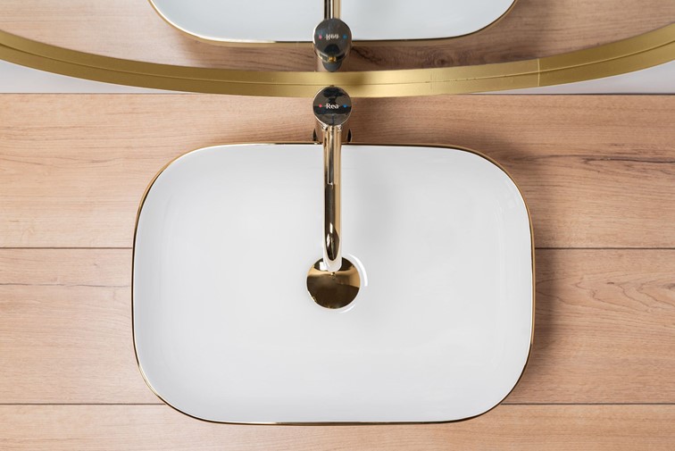 Umywalka Nablatowa BELINDA BRUSH Złoty/Biały