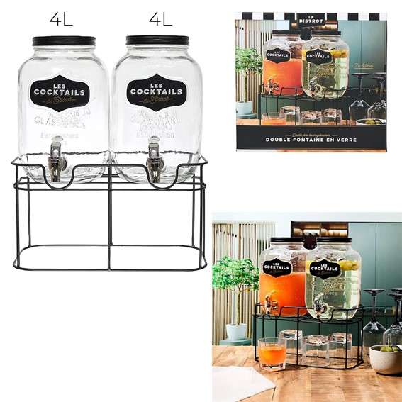 Zestaw 2 Słojów na Napoje 2x 4l Transparentny