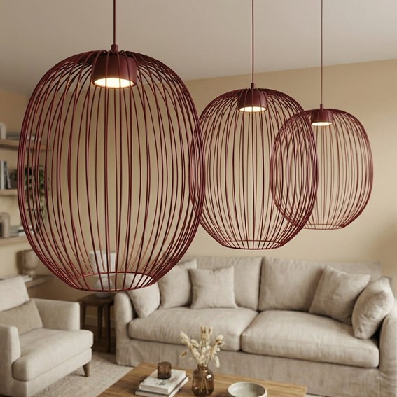 Lampa Wisząca MANTRA 3 Burgundowy