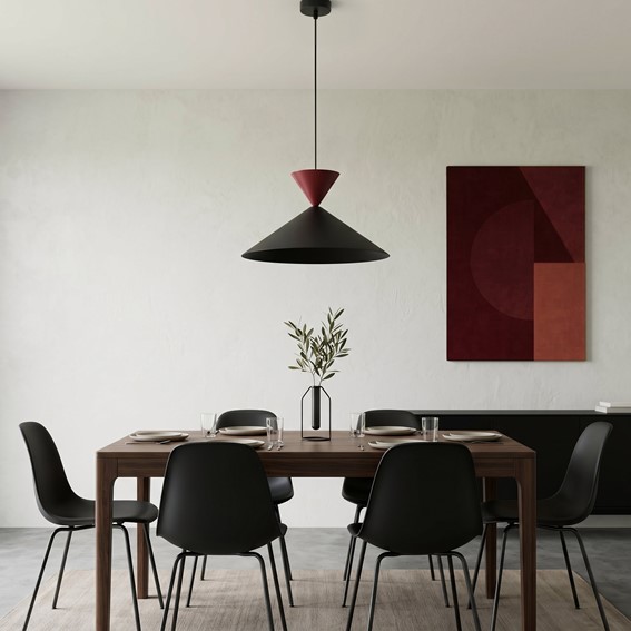 Lampa Wisząca RALF 1M Czarny/Burgundowy
