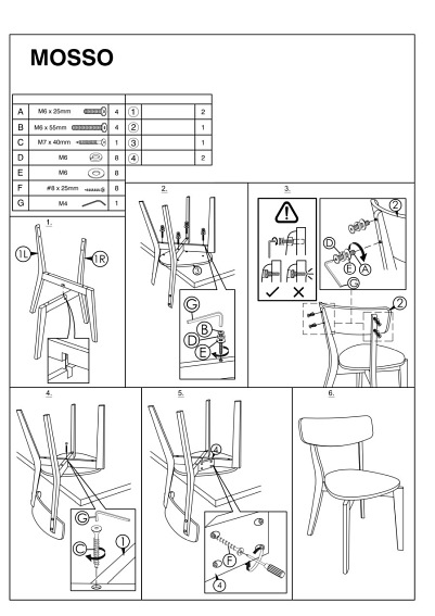 Krzesło MOSSO Dąb/Biały