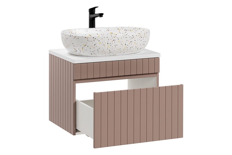 Zestaw ICR B LILI-MW21 60cm (Szafka + Blat + Umywalka) Różowy/Biały