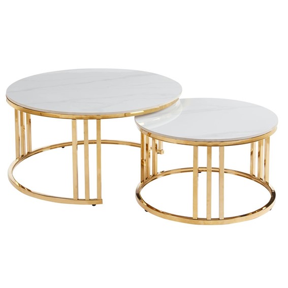 Ława L23-FX fi80 fi60 Biały Marmur/Złoty