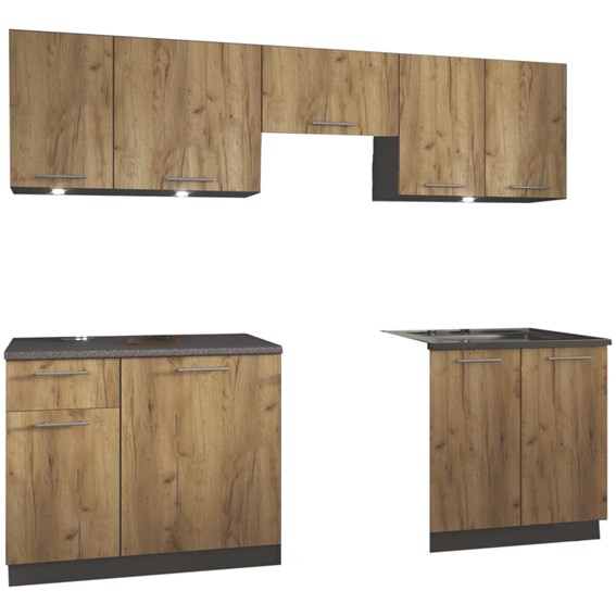 Kuchnia Zestaw DARIA 240 Antracyt/Dąb Craft