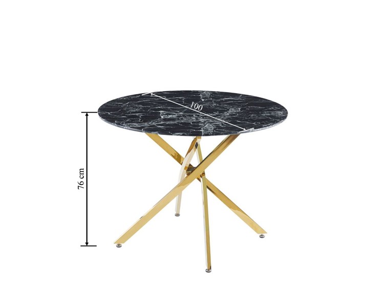 Stół ST19-FX fi100 Czarny Marmur/Złoty