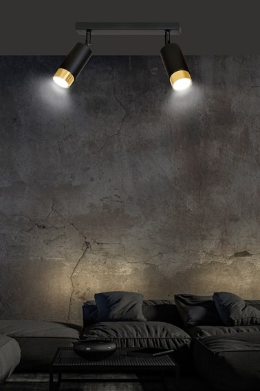 Lampa Sufitowa HIRO 2 Czarny/Złoty