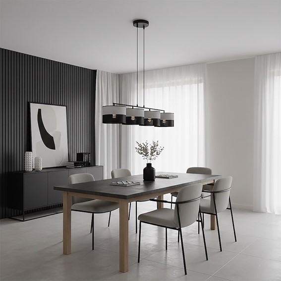 Lampa Wisząca KARBON 4 Czarny/Szary
