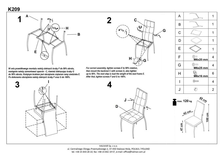 Krzesło K209 Chrom/Biały Ekoskóra