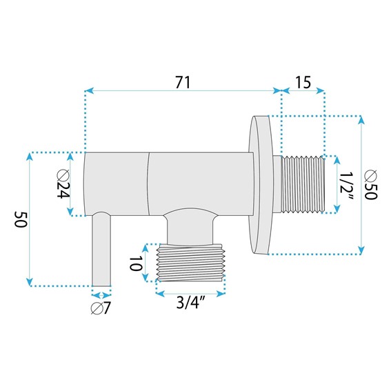 Zawór Kątowy 01 1/2" x 3/4" Tytan