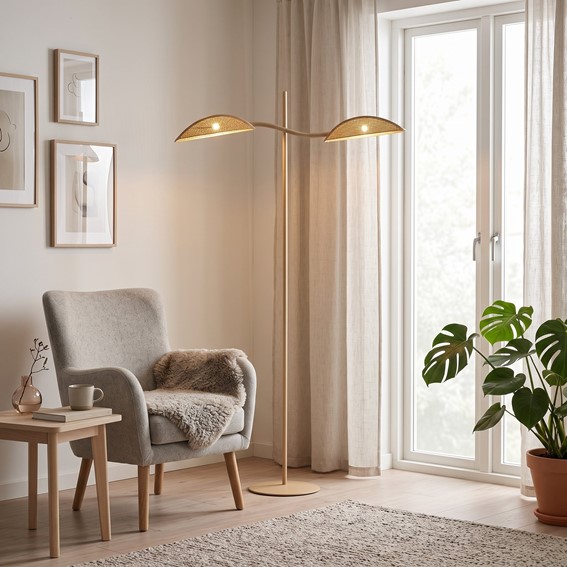 Lampa Podłogowa LOTUS LP2 Beżowy/Rattan