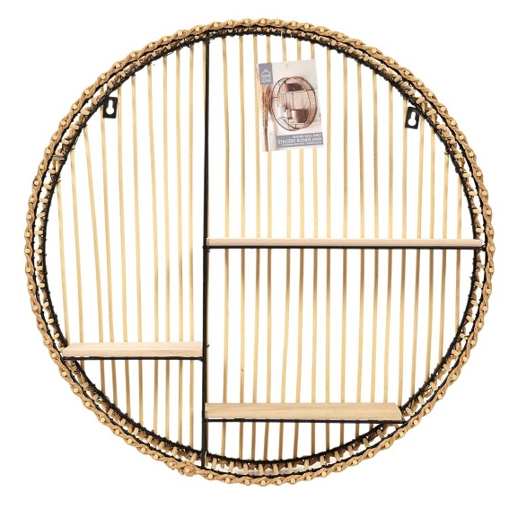 Półka BALI BOHO Okrągła Wisząca 53x53x12 Naturalny/Czarny