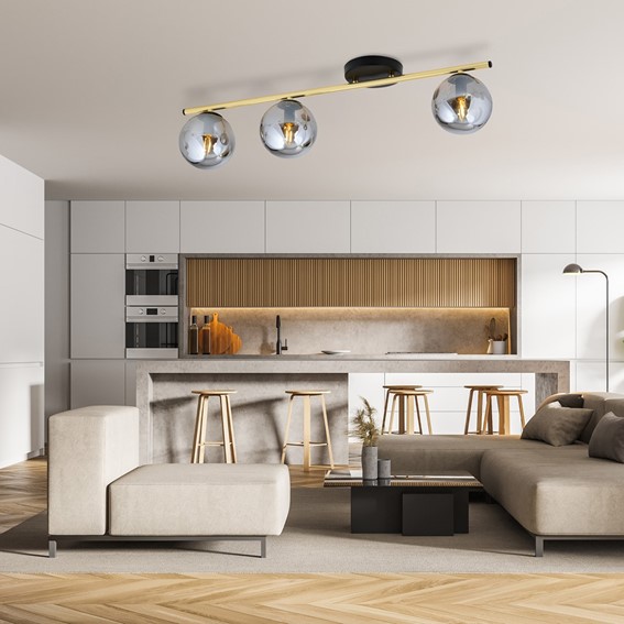 Lampa Sufitowa MONZA 3 Czarny/Grafitowy