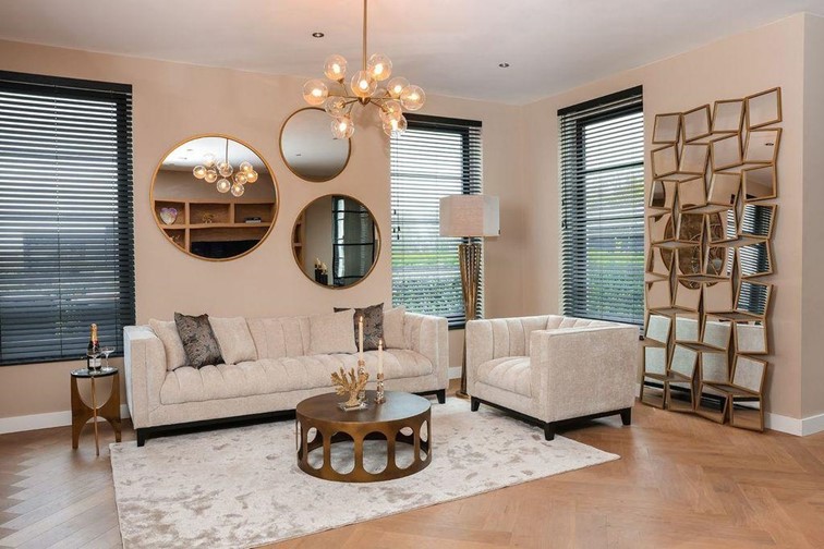 Stolik DU PONT Fi86cm Złoty