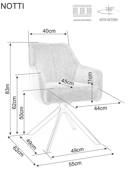 Krzesło NOTTI Brego Czarny/Ciemny Szary 18