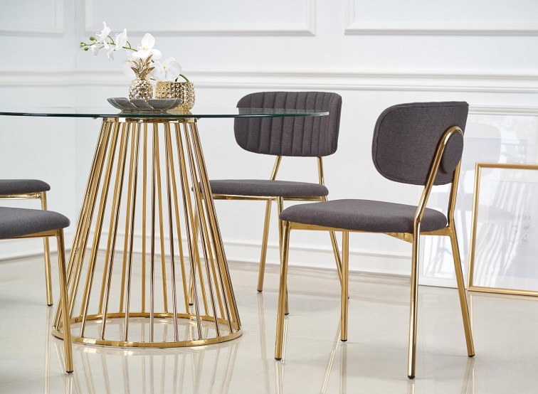 Stół Okrągły LIVERPOOL fi120 Transparentny/Złoty