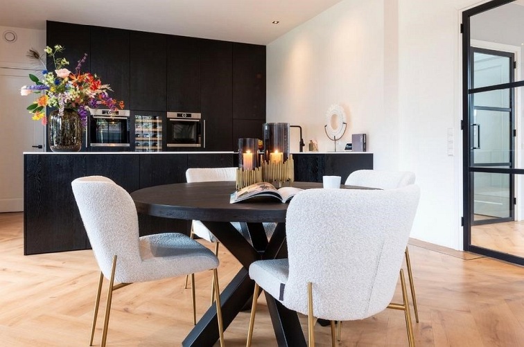 Krzesło ODESSA BOUCLE - Biały/Złoty