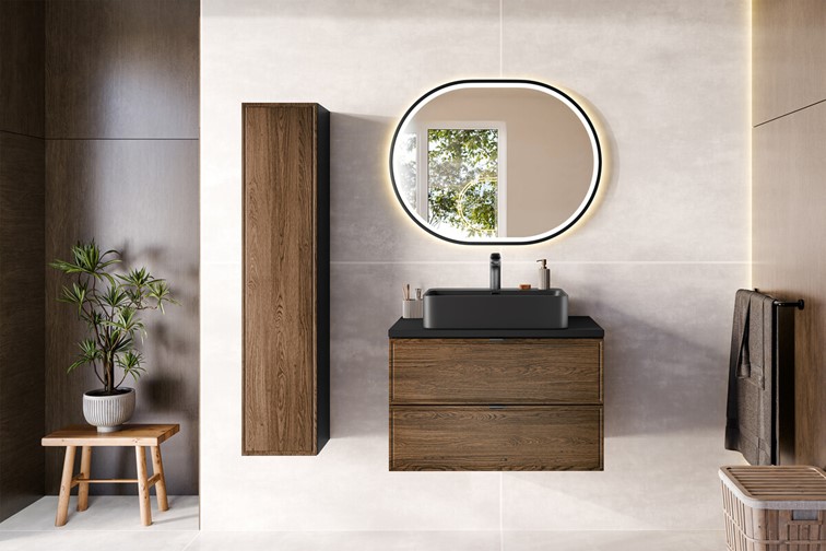 Szafka Wysoka TALIA Czarny Mat/Dąb Casella