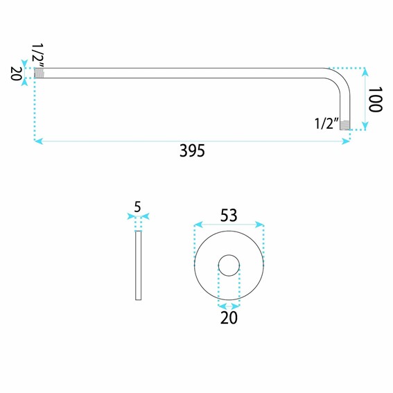Ramię Do Deszczownicy Okrągłe JS-9021 40cm Miedź Szczotkowana