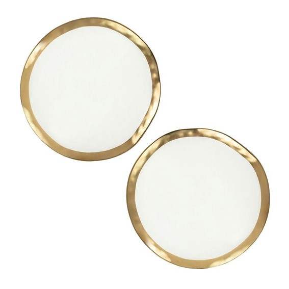 Komplet 2 Talerzy BELL 38cm Biały/Złoty