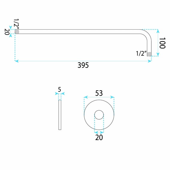 Ramię Do Deszczownicy Okrągłe JS-9021 40cm Złoty Szczotkowany