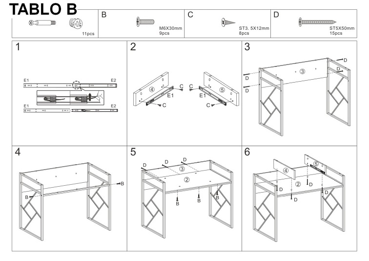 Biurko TABLO B Ciemny Brąz/Dąb