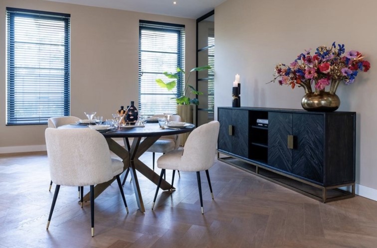 Stół BLACKBONE BRASS fi140 Czarny/Złoty