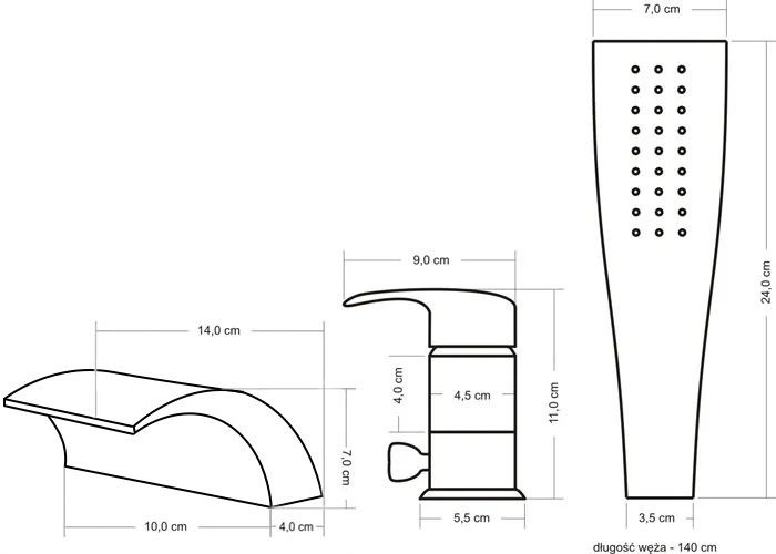 Bateria Wannowa RIVEN Złoty