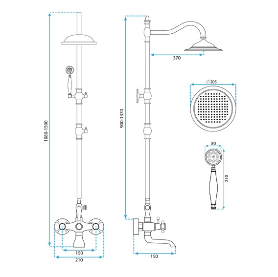 Zestaw Natryskowy RETRO Czarny Przecierany
