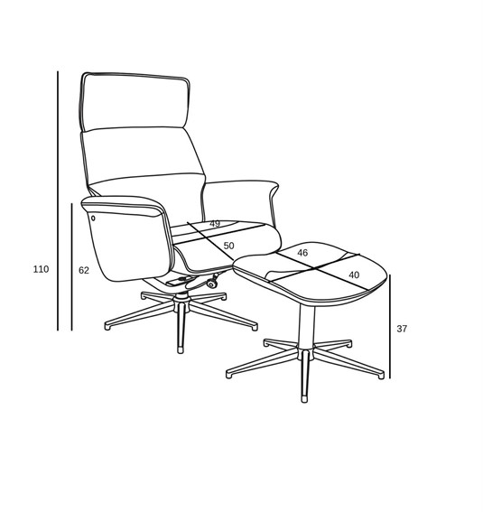 Fotel ALURA z Podnóżkiem Ciemny Szary