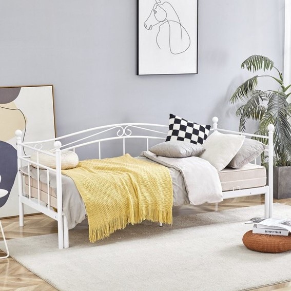 Łóżko ARIZA 180x200 cm z Wysuwanym Materacem Biały