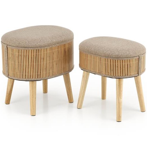 Zestaw 2 Puf TICO Naturalny/Beżowy