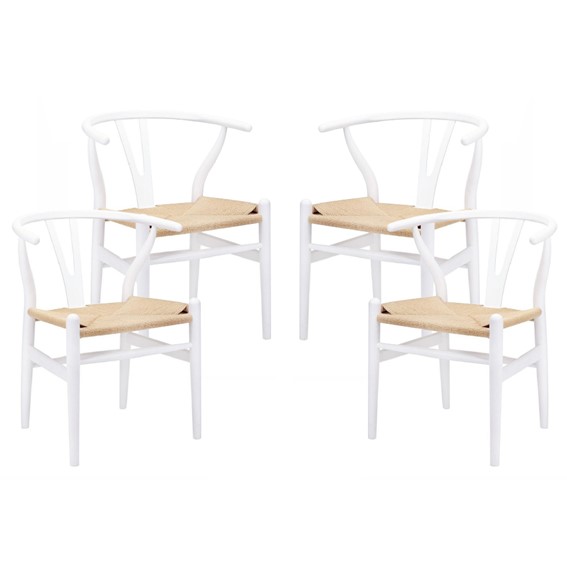 Zestaw 4x Krzesło Drewniane VALI Biały/Naturalny
