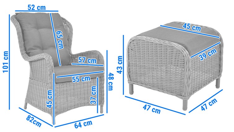 Fotel SONATA Z Podnóżkiem - Szary