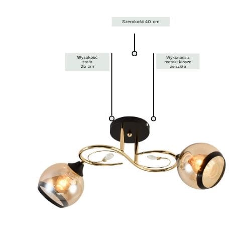 Żyrandol GABRIELLA 2 Chromowany/Bursztynowy