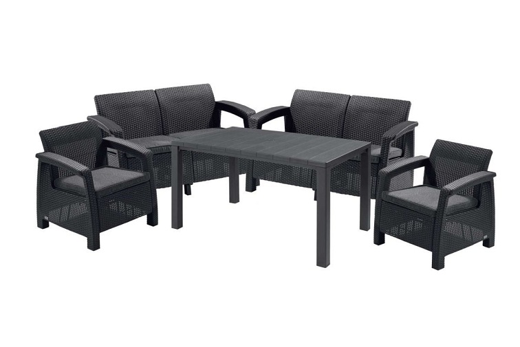 Zestaw Ogrodowy Corfu Fiesta + Stół Julie 6-Osobowy Grafit