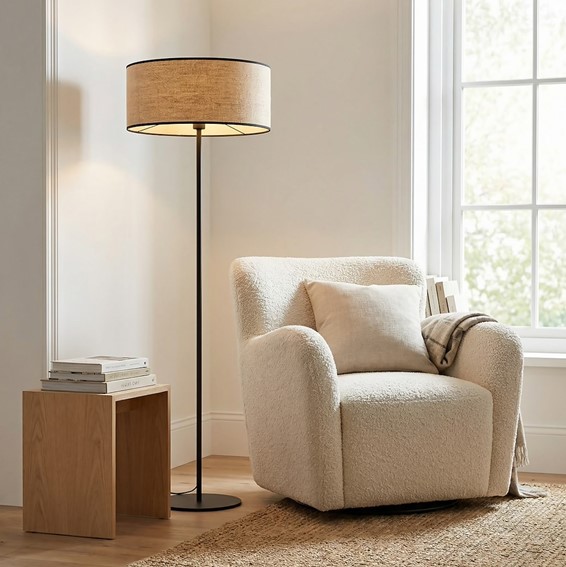 Lampa Podłogowa ECO LP1 Czarny/Rattan