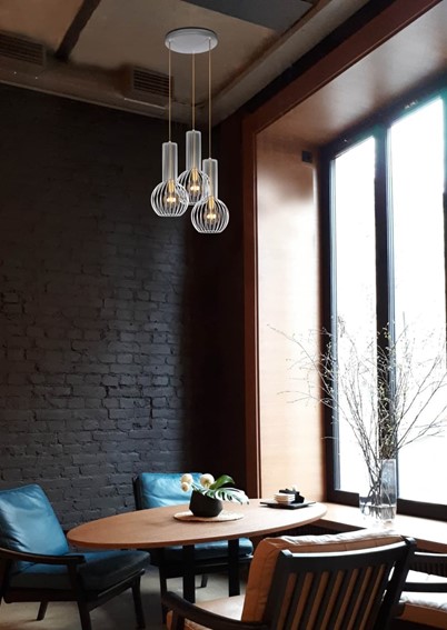 Lampa Wisząca ARVI WHITE K-4527 Biały/Złoty