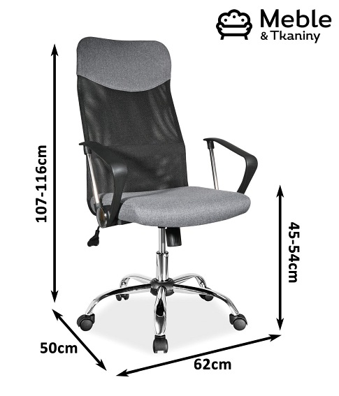 Fotel Obrotowy Q-025 Materiał Szary